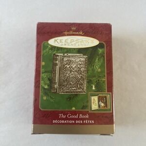 Hallmark Ornament Dated 2000 The Good Book w/Manger Scene Inside NIB